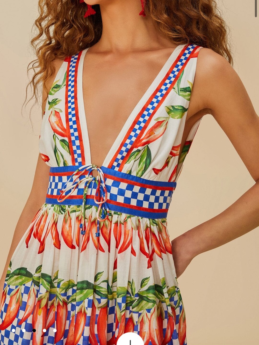 Farm Rio Picnic Peppers Ainika Midi Dress Size Medium - Picture 14 of 16